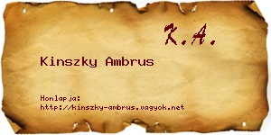 Kinszky Ambrus névjegykártya